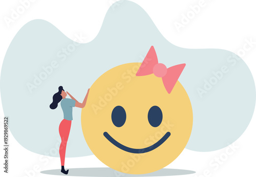 Job satisfaction, employee happiness or optimistic attitude, cheerful morality or endorphins for positive thinking, feel good, emotional intelligence concept,person's life situation and his activities