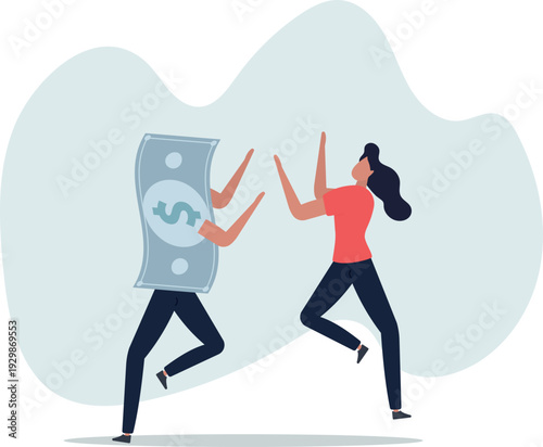 Happy money, rich and achieve financial freedom, success investment, income or salary increase, personal finance concept.person's life situation and his activities.