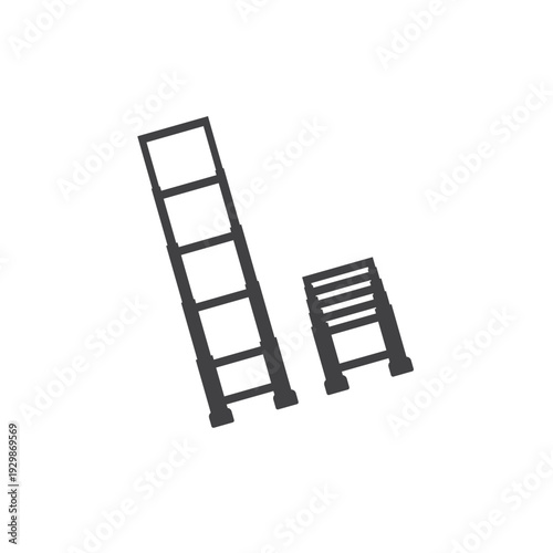 simple flat design vector of long and short telescopic ladder