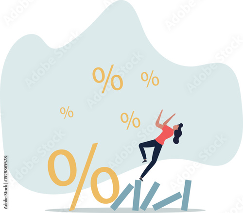 Interest rate and inflation percent impact economy and investment market, federal reserve monetary policy concept.human life and situation.