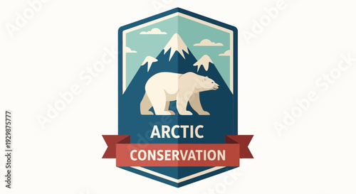 Arctic Conservation Logo Featuring Polar Bear and Mountains