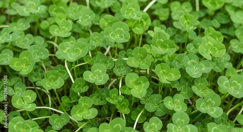 Close-up view of vibrant clover leaves growing in a lush green field