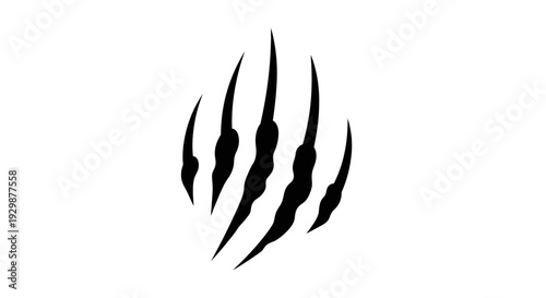 A striking black claw mark graphic on a white background, symbolizing power and aggression.