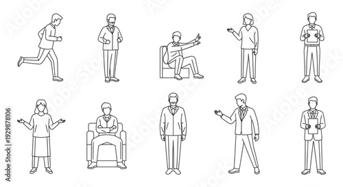 business people running walking sitting talking gesturing office workers