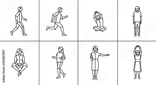 people doing various yoga poses and exercises in different positions