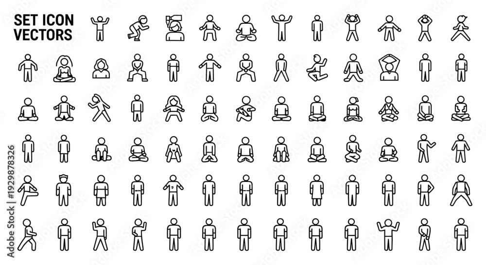 Fototapeta premium set of people icon vectors in different poses and actions