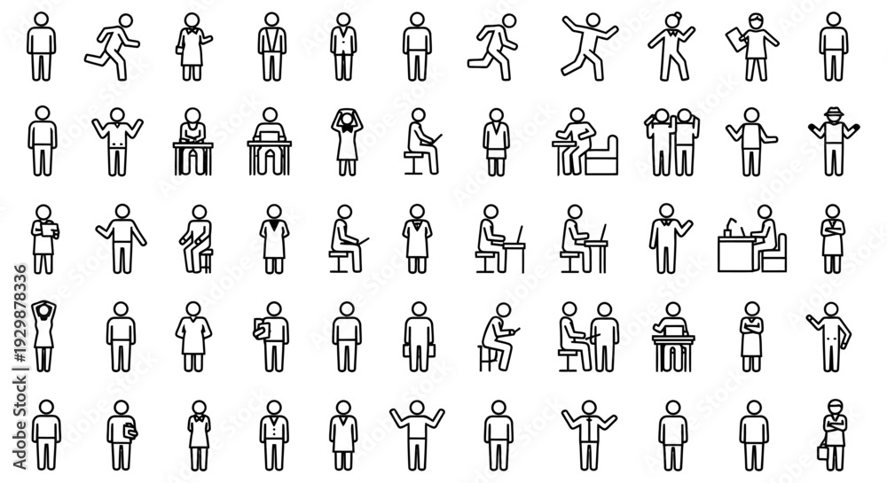 Obraz premium line icons people various actions and emotions