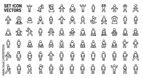 set of people icon vectors in different poses and actions