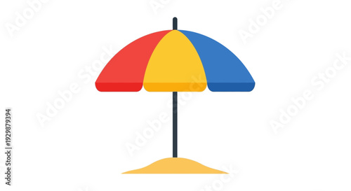 Colorful Beach Umbrella Icon.