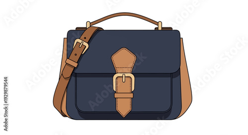 Dark Blue Leather Handbag.