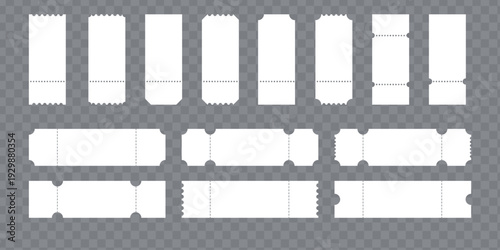 Blank Tickets and Coupons Set with Perforation Lines Vector