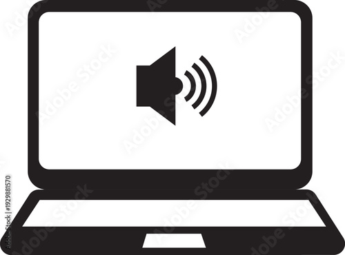 Laptop screen with sound icon