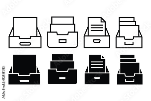 archive sign symbol icon set