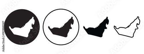 UAE country map sign symbol icon set