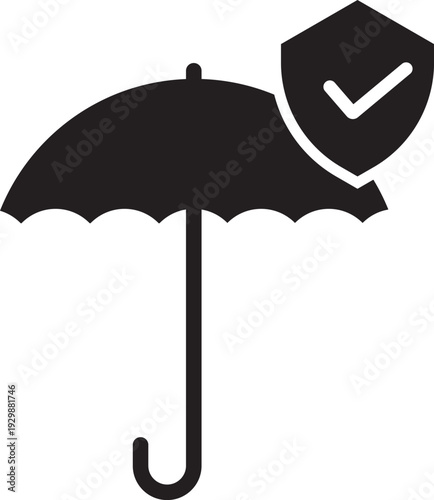 Umbrella protection and security symbol with checkmark