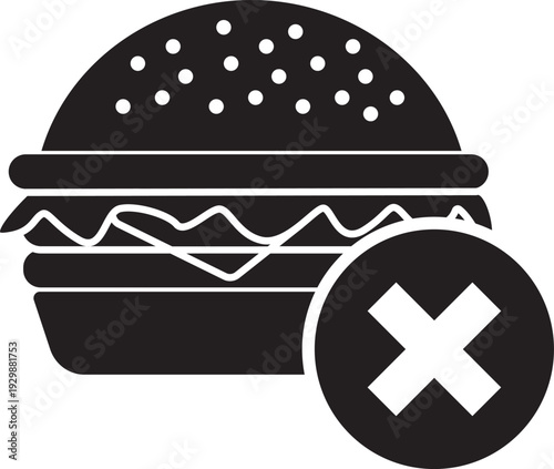 Forbidden burger icon - no junk food allowed