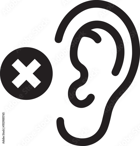 Hearing Loss Icon - Sign of Deafness and Ear Health