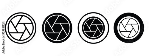 Camera lens sign symbol icon set
