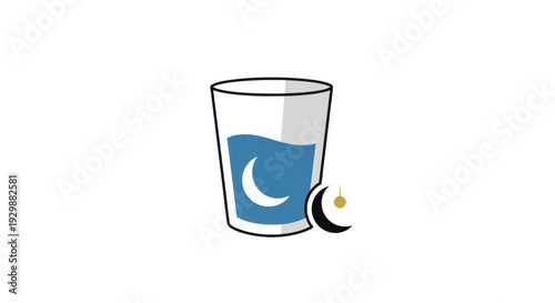 Minimalist suhoor water icon for religious observance and professional Islamic cultural marketing strategy in the global markets. isolated on white