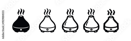 Set of Aroma Diffuser and Humidifier Icons with Varied Styles