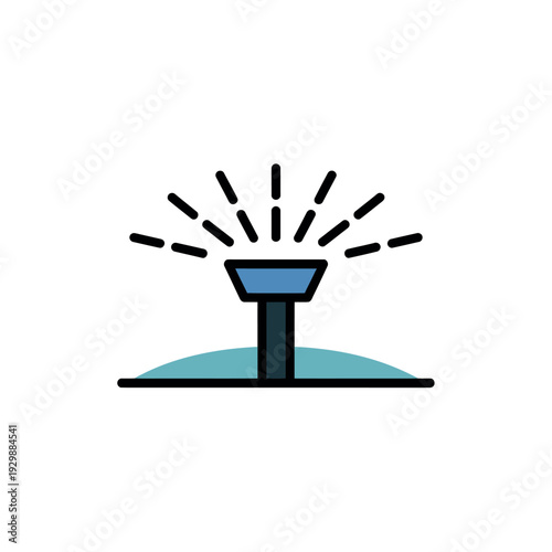 A simple graphic illustration of a spotlight shining brightly on a small hill or mound