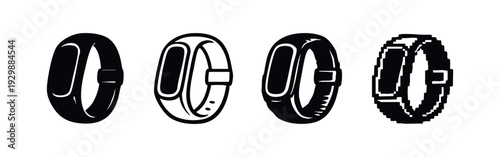 Sleek Minimalist Solid Black Fitness Tracker Smart Band Icon