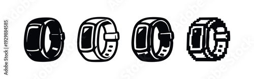 Retro Pixelated 8-Bit Style Fitness Tracker Smart Band Icon