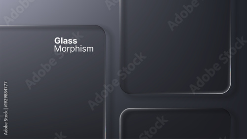 Dark abstract background with a glass morphism design. Modern user interface element for minimal web design.