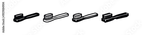 Isometric Electric Toothbrush Heads Vector Icons - Dental Hygiene Set