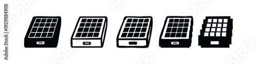Solar Panel Vector Icon Set - Renewable Energy and Green Technology