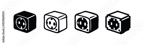 Isometric Power Outlet Type F Vector Icons Collection for Electric Connections