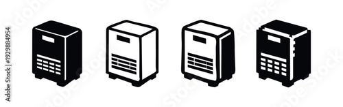 Isometric Server Rack and Industrial Cabinet Icon Set - Technology and Data Storage