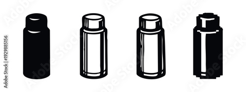 Collection of four shaded cylindrical tube container icons in a modern 3D style for various product packaging.