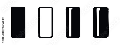 Abstract vertical bar and rectangle icon set, featuring solid, outlined, 3D, and fragmented geometric designs.