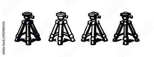 Photography Tripod Icons Collection with Different Visual Treatments