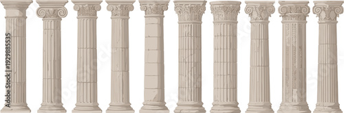 Collection of Ancient Greek and Roman Columns vector