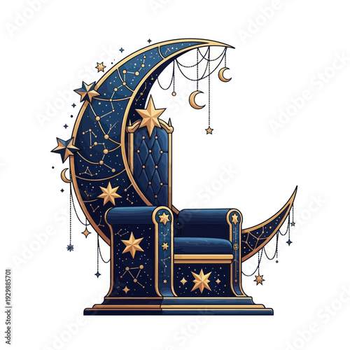 Celestial Throne: Moon, Stars, Constellations, Royal Seat