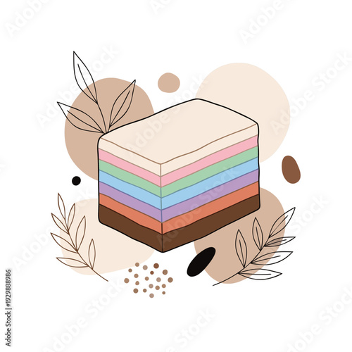 Stylized 7 Layer Bar Boho Aesthetic Illustration