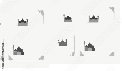 Ramadan Kareem Islamic Design Collection with Mosque Crescent Pattern Banner Poster Card Vector