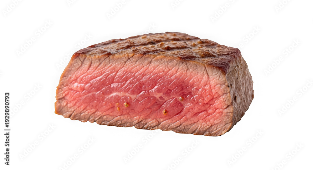Fototapeta premium High-quality image of a perfectly cooked medium rare steak, isolated on transparent background