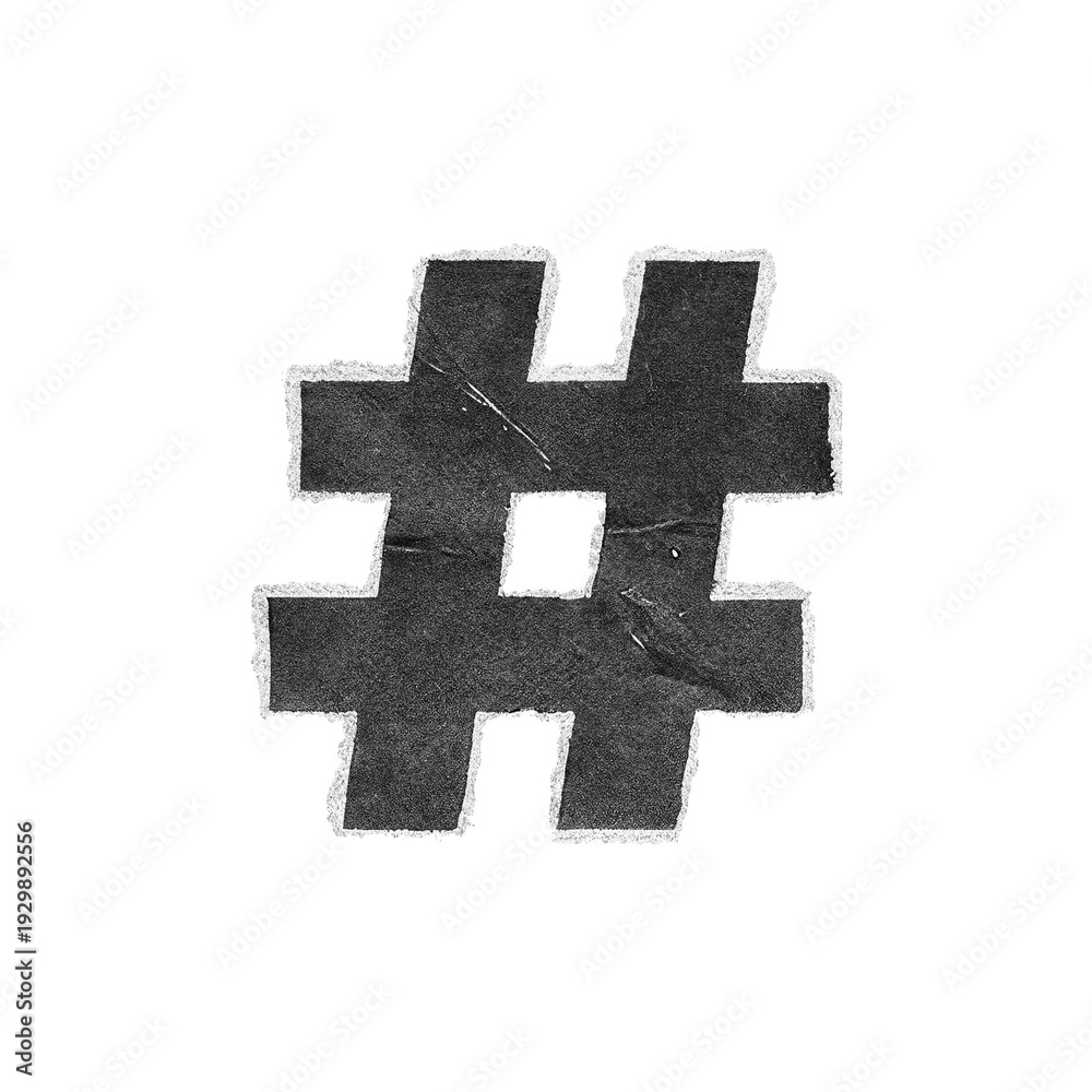 Obraz premium Ripped Paper Special Character. Torn Symbol Cutout Element Isolated on Transparent Background.