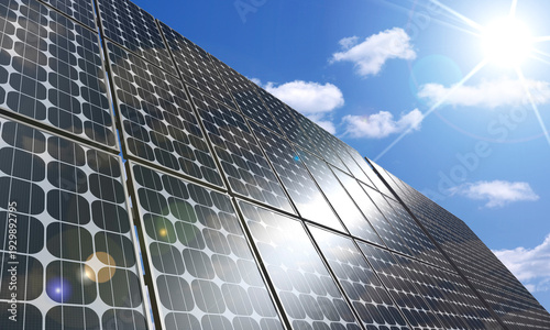 Large Solar Panel under sunny blue sky