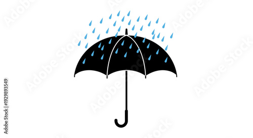Umbrella icon, fragile box and keep away from water warning vector symbol. Package parcel logistics and delivery shipping, umbrella and rain drops sign