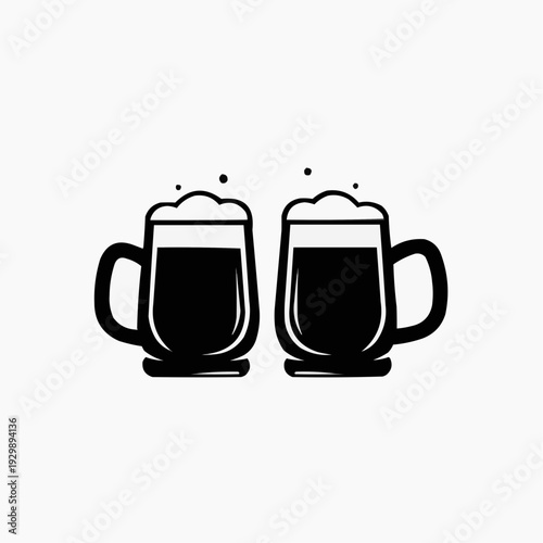Two mugs of beer clinking together, symbol of friendship and celebration