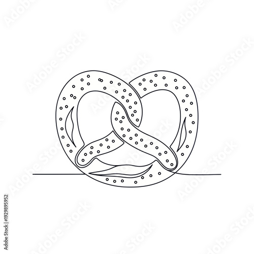 Minimalist Pretzel Line Art Icon - Simple Baked Snack Drawing