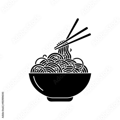 Delicious bowl of ramen garnished with a pair of chopsticks ready for eating