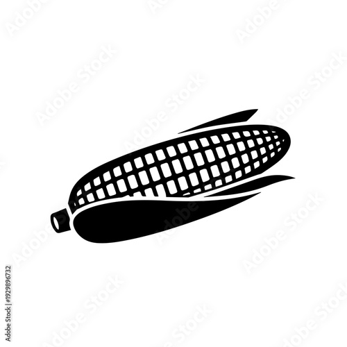Black and white illustration of a stylized ear of corn