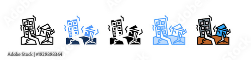 Earthquake Disaster Icon Multiple Style