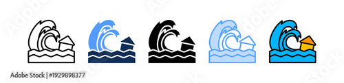Tsunami Wave Icon Multiple Style