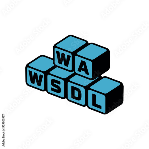 A graphic illustration of WSDL and WA letters on blue blocks
